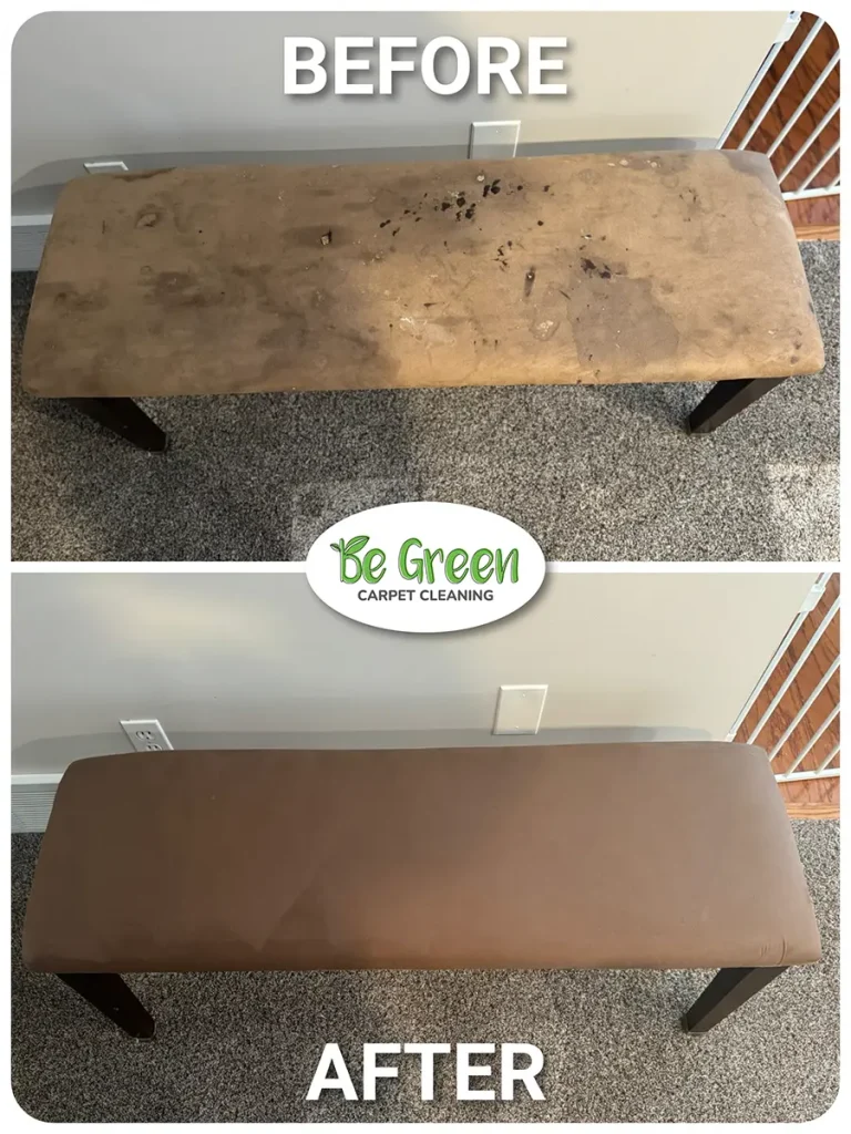 Upholstered bench cleaning before and after