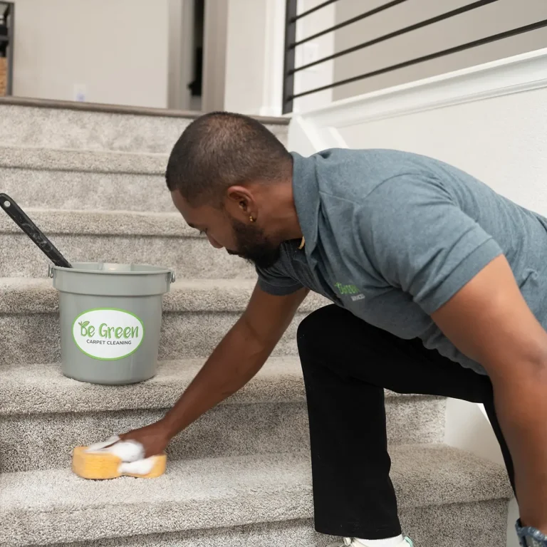 Ge Green Professional Carpet Cleaning Services - Technician Hand Cleaning Stairs