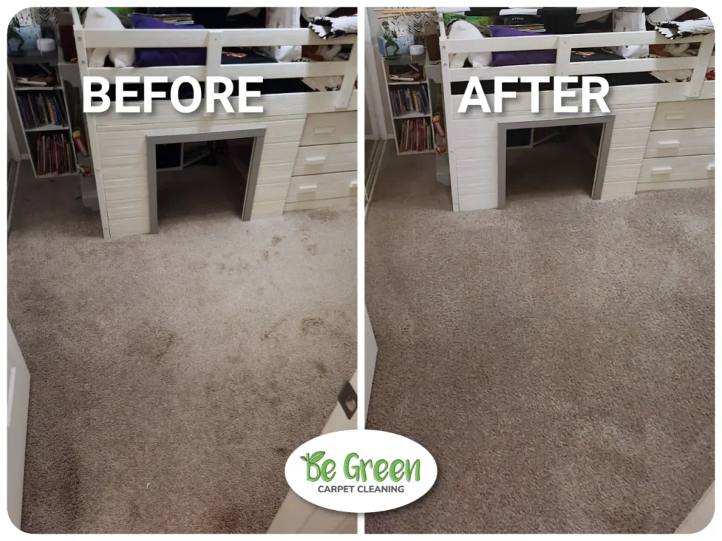 Kids play room before and after carpet cleaning