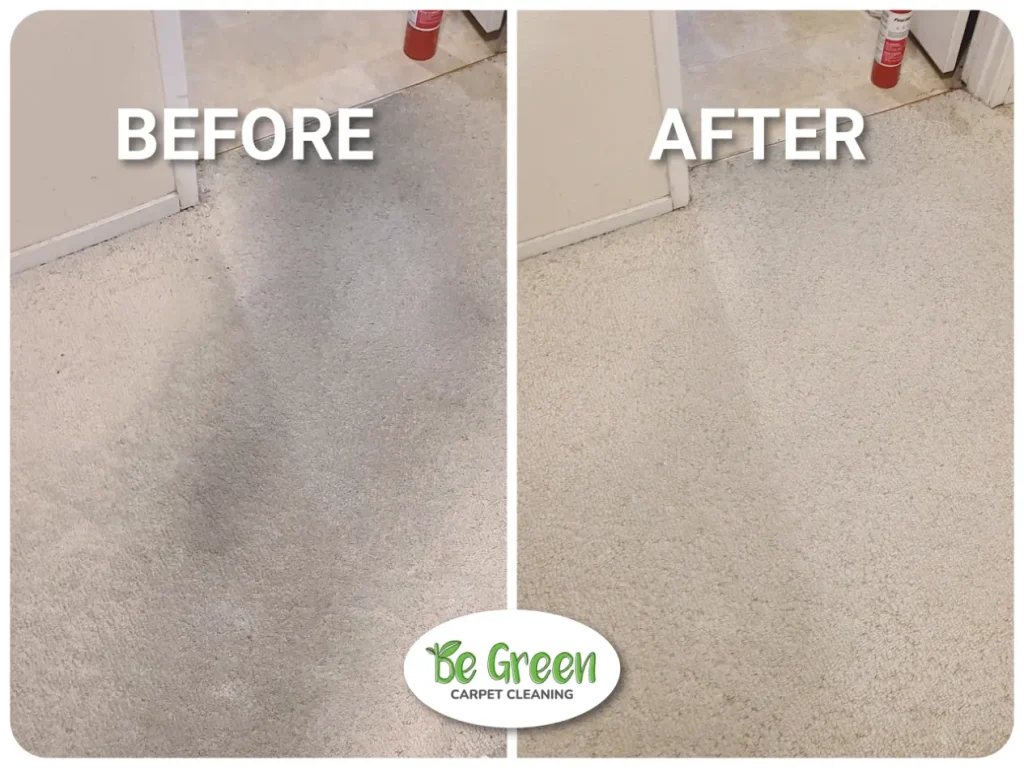 Walkway heavy traffic carpet cleaning before and after