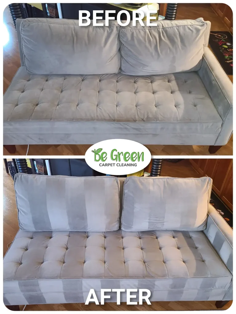 Grey Sofa lounger before and after cleaning